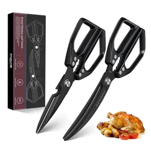 HUUSK Black Kitchen Scissors Set, Food Shears, Dishwasher Safe, All Purpose Poultry Cooking Scissors, Ideal Gift for Men