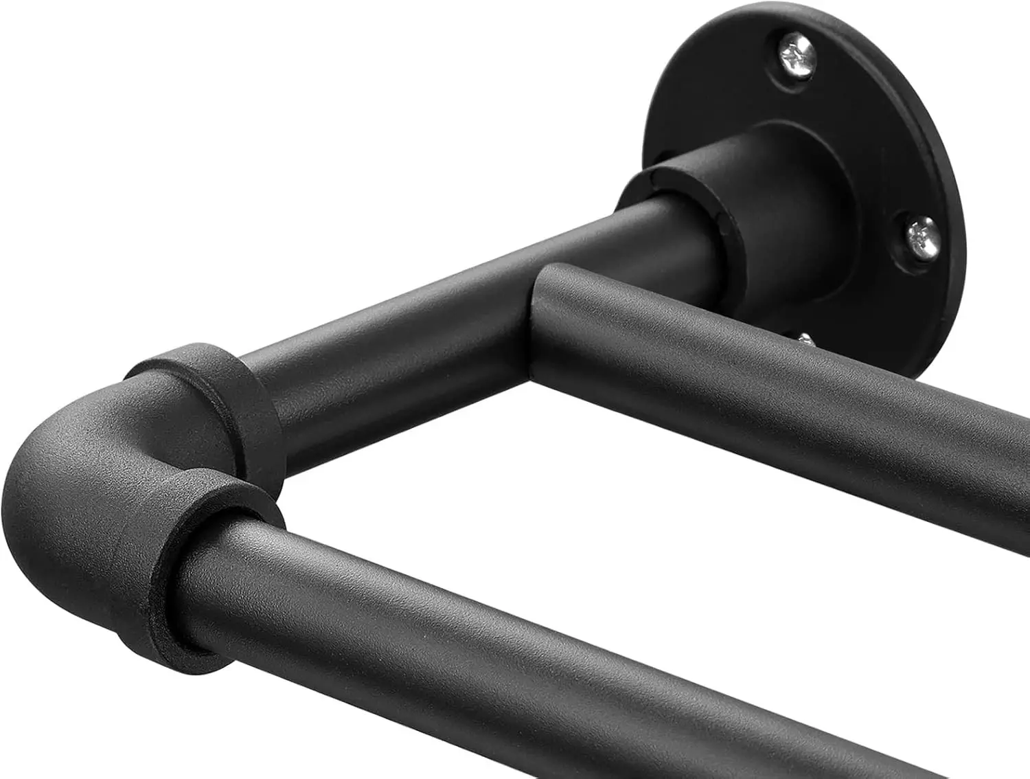 Heavy Duty Double Curtain Rod for Windows 66-120 Inch, 1 Inch Industrial Black Wrap Around Adjustable Drapery Rod for Sliding Glass Door, Bedroom, Living Room