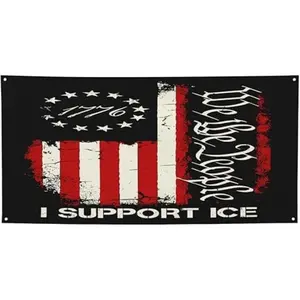 I Support Ice Banner 71x24 Inch – Indoor Outdoor Wall Hanging Flag Sign Party Holiday Garden Yard Decoration Gift