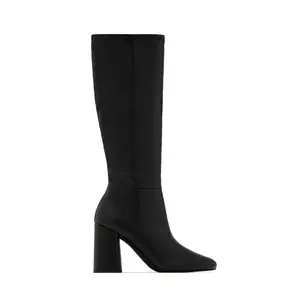 Viri Block Heel Knee High Boots - Black