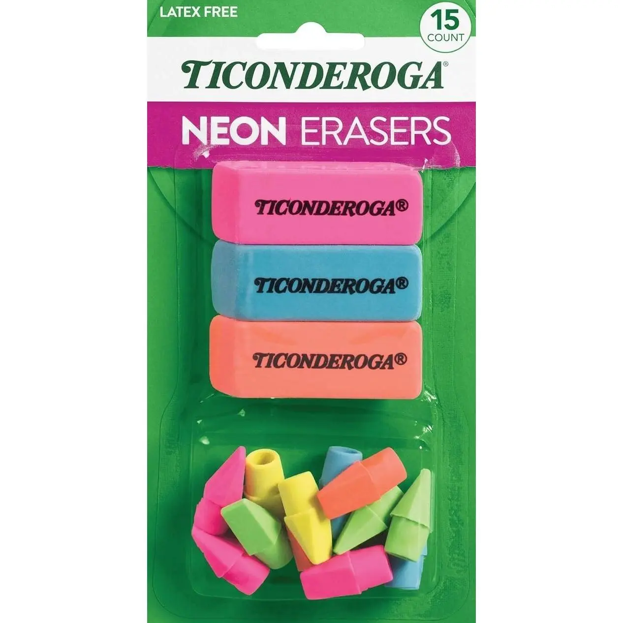 Ticonderoga Dixon Office & School Eraser Combination Set, 15 Eraser Multi-Pack, Multicolored (38931)