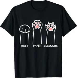Rock Paper Scissors Hand Game Funny Cat Paws Mens Womens T-Shirt