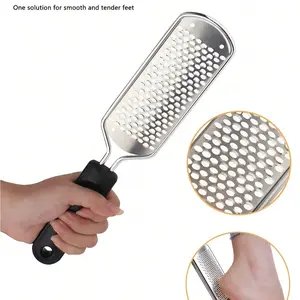 Professional Pedicure Foot File, Stainless Steel Detachable Foot Scrubber, Foot Scraper, Handle, Hard Skin Remover Pedicure Rasp for Wet & Dry Feet, Smooth, Foot Care Product