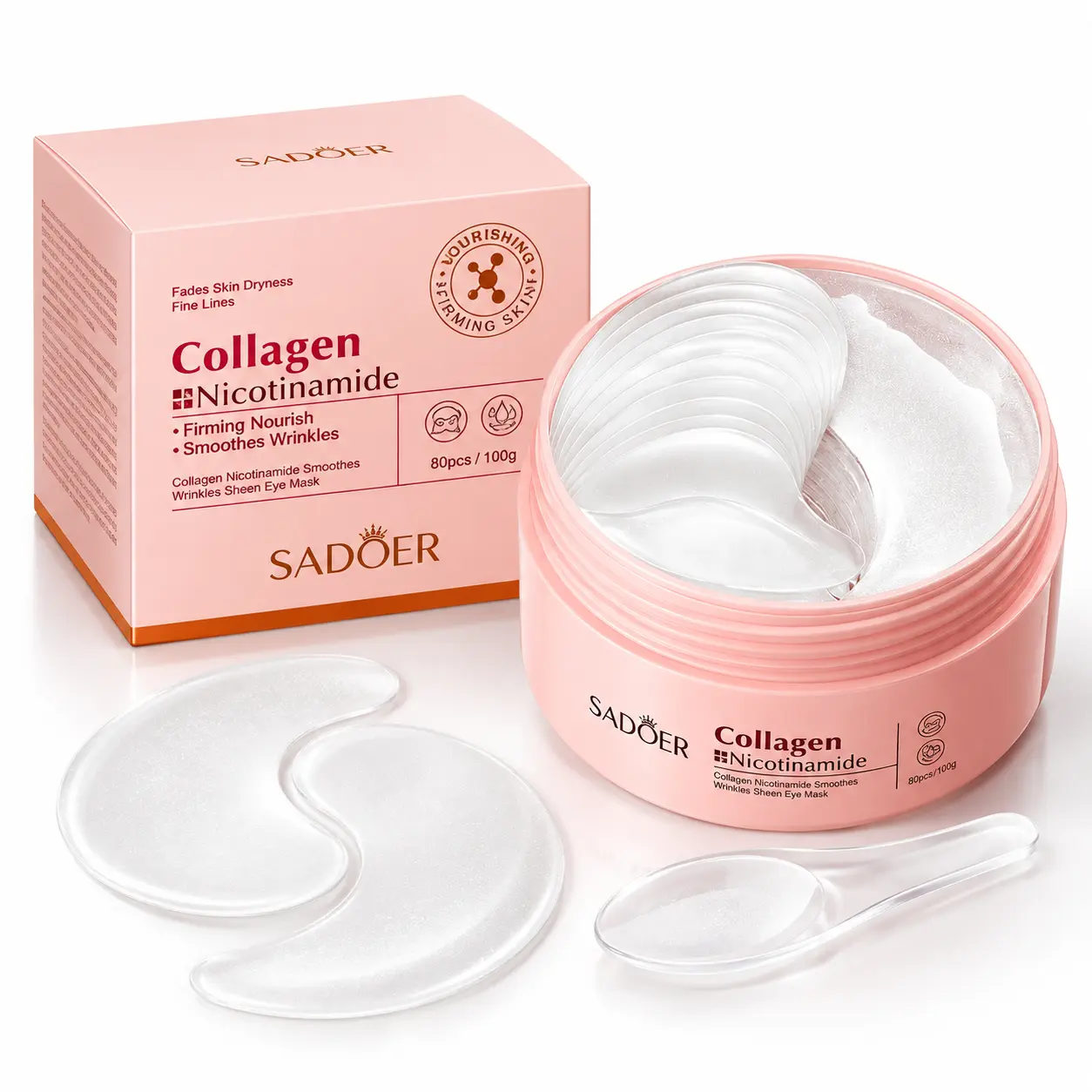 Collagen Eye Patches, Niacinamide Hydrogel Under Eye Masks, Cooling Moisture Care for Dry Tired-Looking Eyes, Refreshing Daily Skincare & Beauty Self Care, 80 PCS / 100g