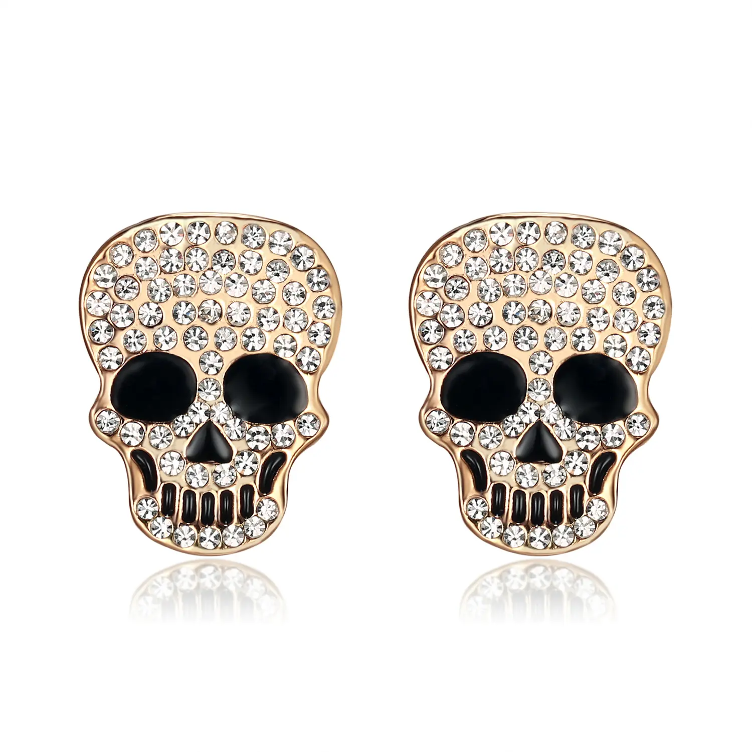 18K Gold Plated Skull Skeleton Stud Clip Stainless Steel Earrings for Women Gift Fashion Earring Earrings Jewelry