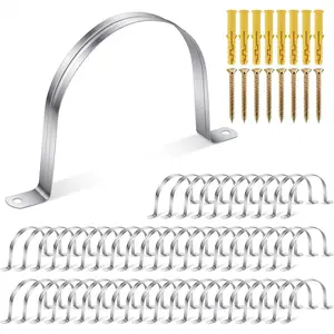 50 Pack Dust Collection Hose and Pipe Holder Adjustable Hangers Bracket Don't Broken Like Plastic After Long Time Durable Spray Iron (Silver, 4.33 Inch)