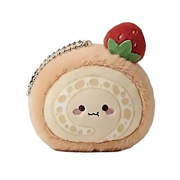 Cute Swiss Roll Plush Bag Charm – Mini Dessert Keychain