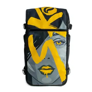 Kiss Faceoff® Y2K Smell Proof Bag with SK9 Tech Interchangeable Designs 18"x6"x9.5" with 2 Side Pockets & Double Zipper Main Compartment