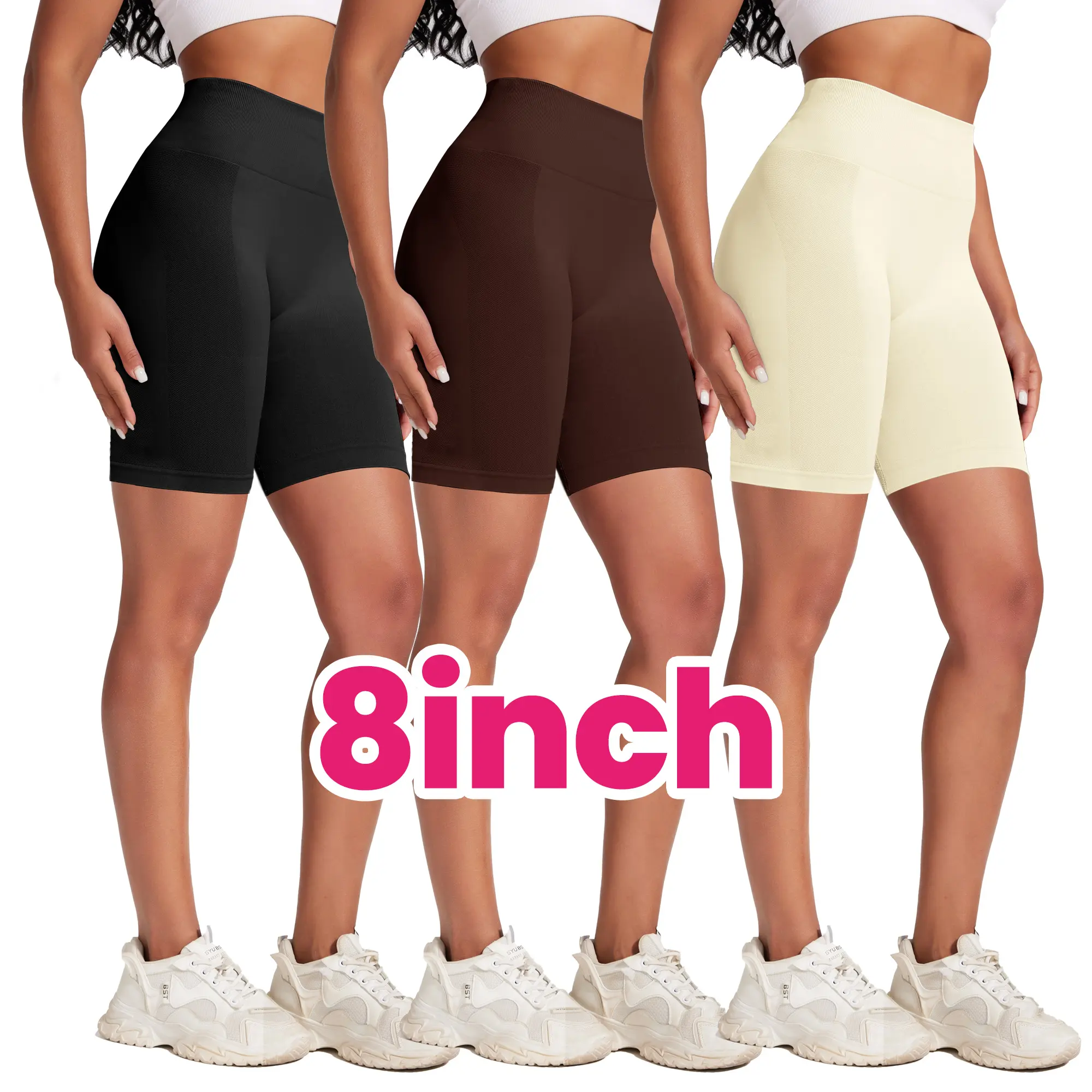 VICONOW Workout 5/8 Inch Shorts for Women - 3 Pack High Waist Tummy Control Bike Shorts for Gym Workout Athletic Running Yoga VICONOW Workout 5/8 Inch Shorts for Women - 3 Pack High Waist Tummy Control Bike Shorts for Gym Workout Athletic Running Yoga