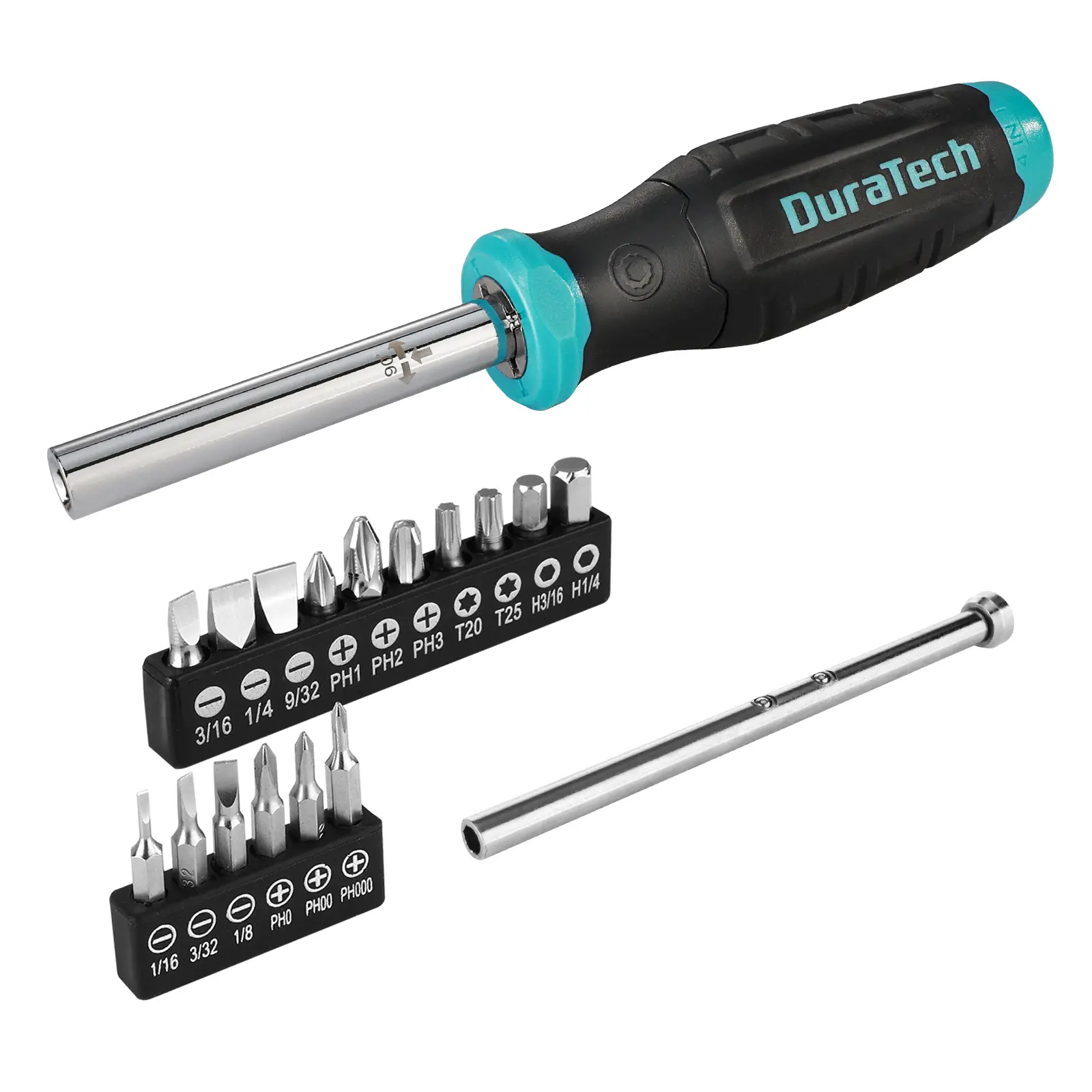 #summersale DURATECH Multi-bit Screwdriver Set, 18-in-1 Screwdriver with T-bar and Precision Screwdriver Stored in Shaft, Phillips/Slotted/Torx/Square, Professional All in One Tool Kit for Repairing