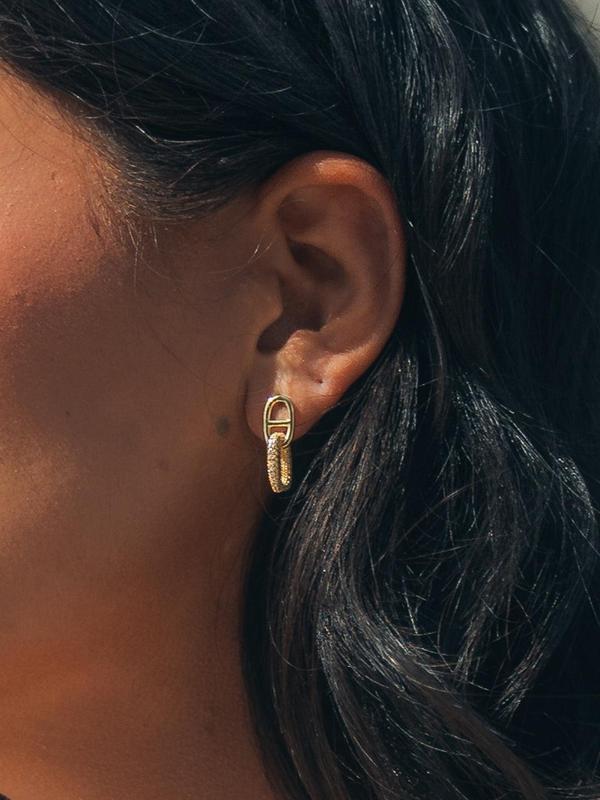 Reina CZ Chain Link Drop Stud Earrings