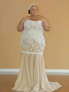 Ndiritzy Plus Size Couture Wedding Dress, With Built-in Corset. Elegant Wedding Dress With Sweetheart Neck