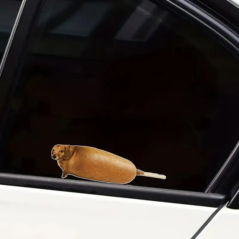 Creative Cartoon Hot Dog Design Sticker, Animal Cute Dog Decorative Sticker For Car Window Bumper Truck Motorcycle