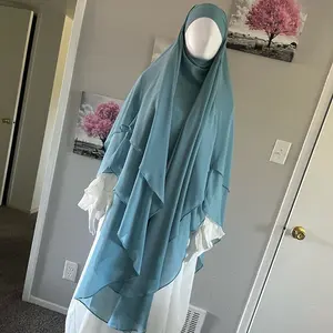 Two layers khimar with beautiful batwing sleeve Arabian dress