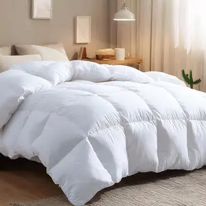Luxurious Goose Down  Comforter  Size, Soft Medium Warmth Duvet Insert for Bedroom and Hotel,Baffle Box Design,8 Corner Tabs(White 90"x 90"