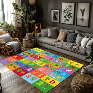 Kids Polish Alphabet Animal Fruit Crystal Velvet Area Rug Colorful Non‑Slip Educational Children Game Room Rug#KidsPolishAlphabetRug #AnimalFruitABCPlayRug #EducationalDecor #ColorfulLearningCarpet #CrystalVelvetRug