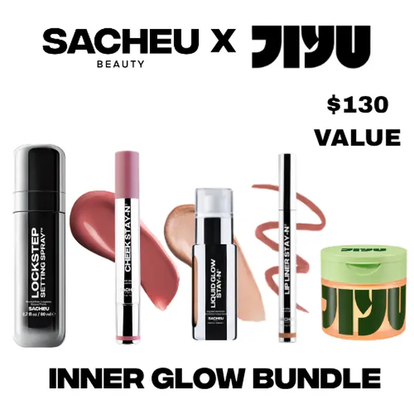 Sacheu x Jiyu Skin Inner Glow Bundle | Lip Liner, Blush, Highlighter, Setting Spray, Toner Pads