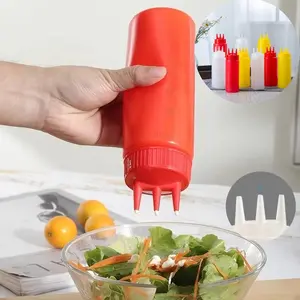 3Counts/Set Leak-Proof Kitchen Gadgets Catering Seasoning Bottles,3 Sauce Bottles, Salad Seasoning Bottles, Thickened Extrusion Bottles,suitable for party seasoning, family dinner, picnicking, hosting banquet,350ml/450ml/650ml 3 different specifications