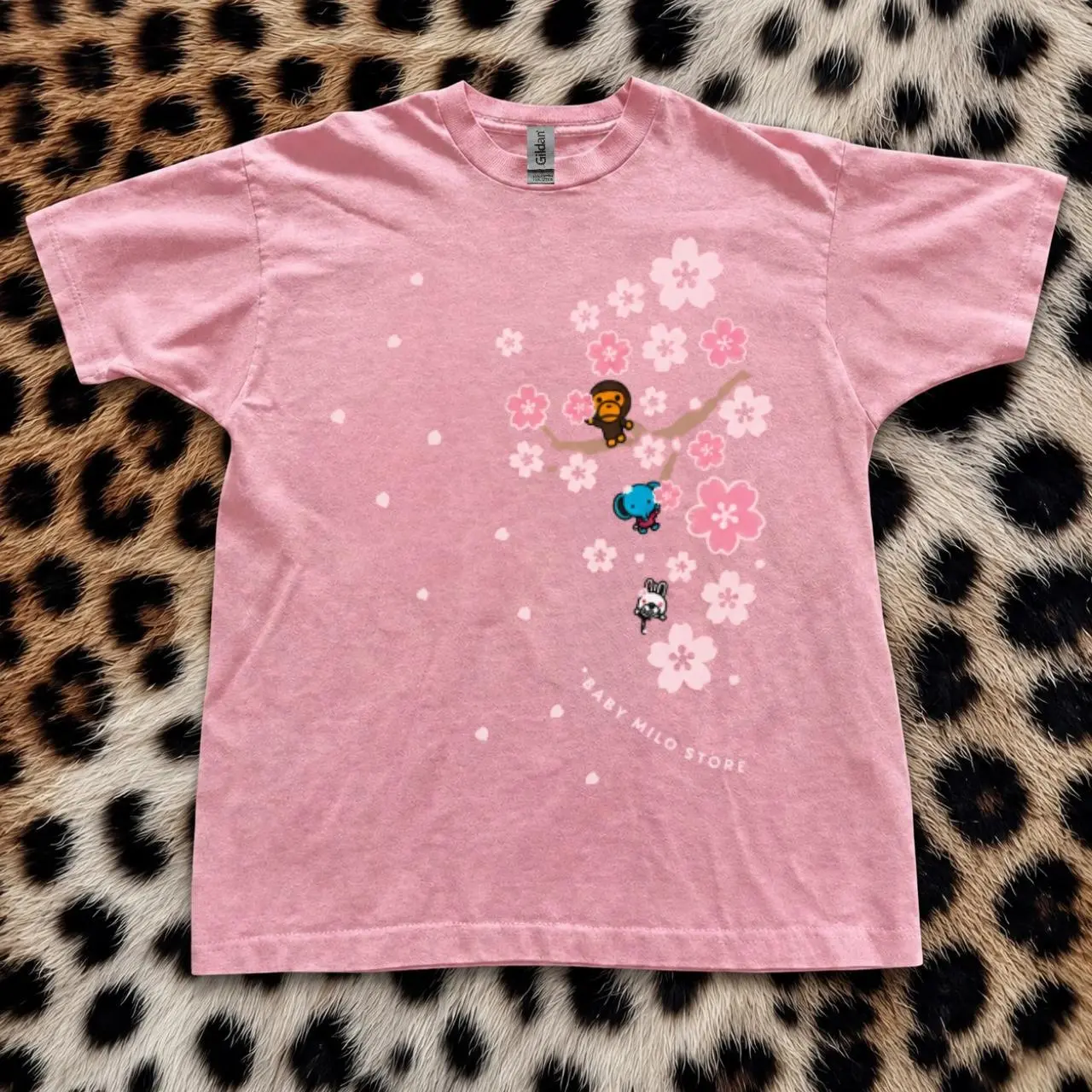 Baby Milo Pink With Cartoon Characters On A Cherry Blossom Branch T-Shirt – Y2K Grunge Aesthetic Tee