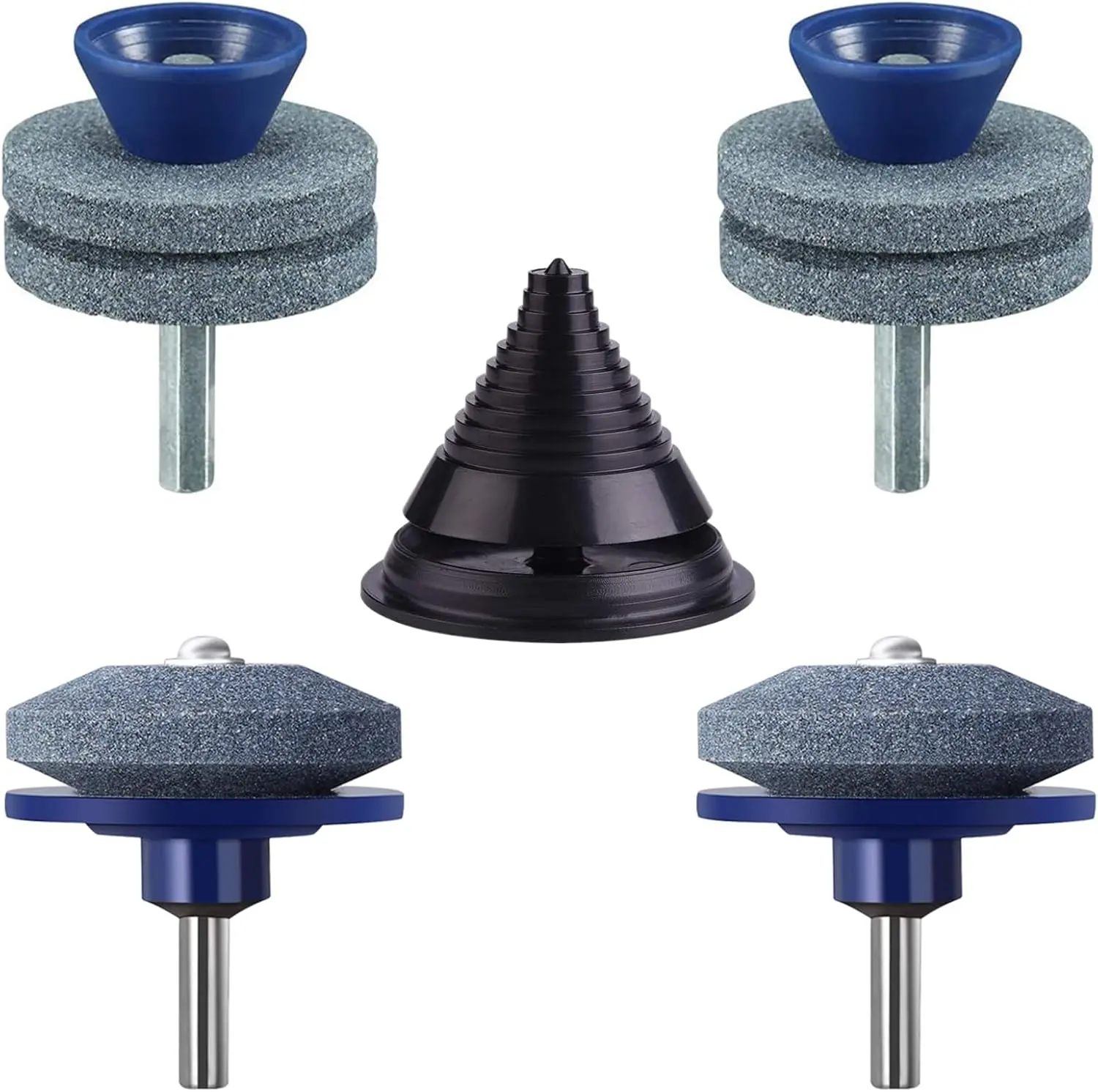 4PCS Lawn Mower Blade Sharpener with Lawn Mower Blade Balancer, Balances Blades After Sharpening, Improves Longevity of Mowers, Mower Blade Balancer for Garden