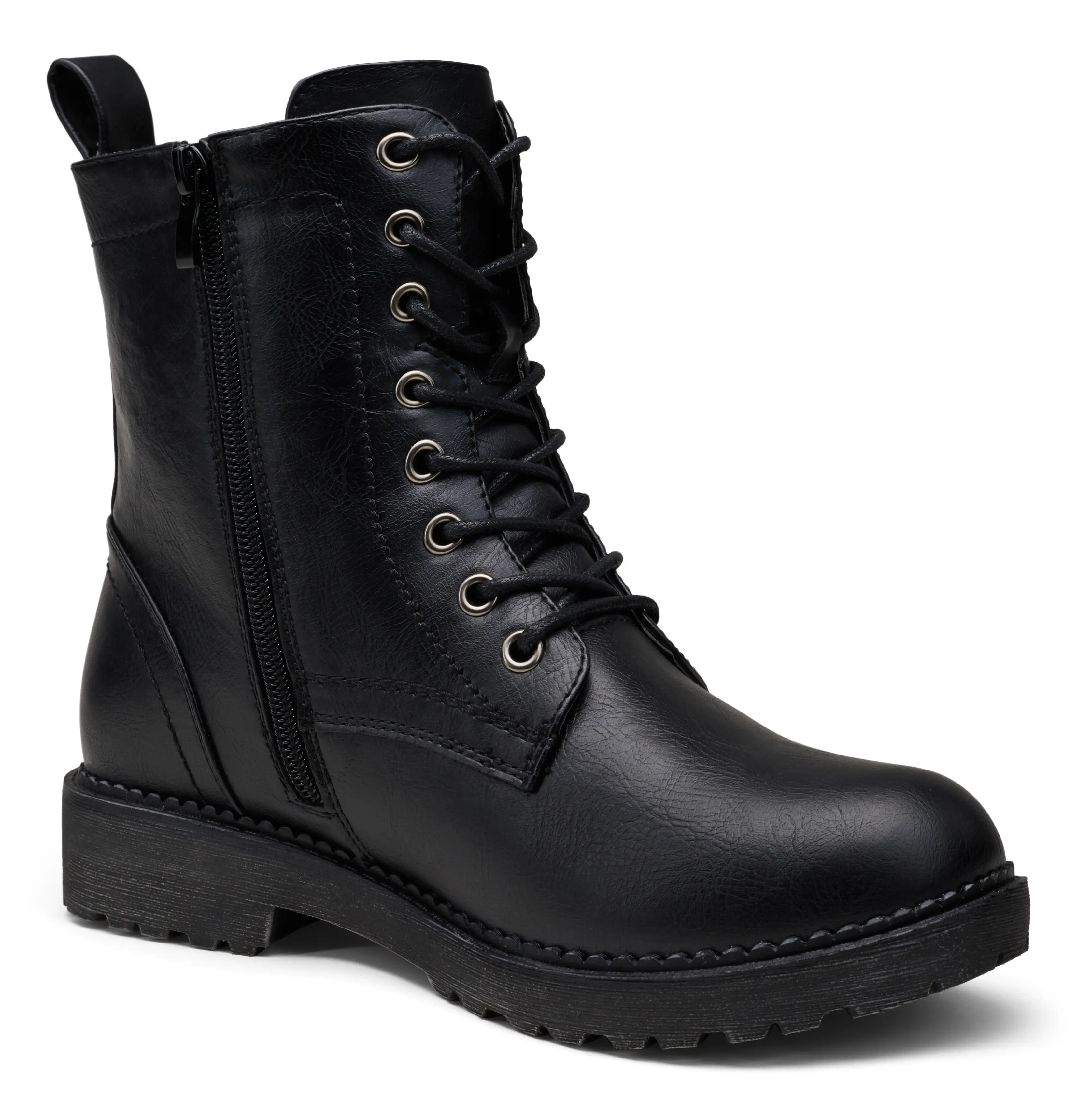 Vepose Ladies' 25 Leather Combat Ankle Boot Shoes - Waterproof, Elegant, Adjustable Laces, Inner Zipper, Comfortable, Non-Slip Sole, Low Heel, Stylish Women's Wear Daily Leisure Casual Shoe