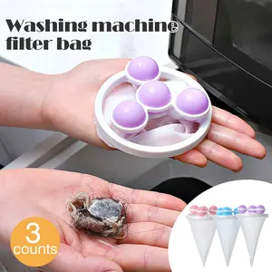 3 Counts Washing Machine Filter Bag, Reusable Floating Hair Filter for Laundry