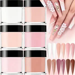 6-color acrylic nail powder set, nude pink and white professional polymer powders, suitable for nail extensions, 3D carving, and French nails, long-lasting and durable, suitable for DIY and salon use