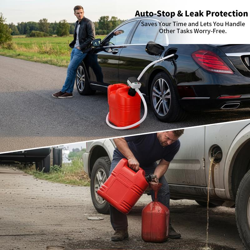 orimetre Automatic Fuel Transfer Pump with Auto-Stop, 51'' Extra Long Hose, 3.2 Gallon per Min, Battery or USB Powered, 4 Can Adapters, Fast and Safe Portable Gas Can Pump for Oil, Diesel,Gasoline.