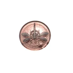 Czech Glass Dragonfly Button 31mm - Copper Rose Gold Finish