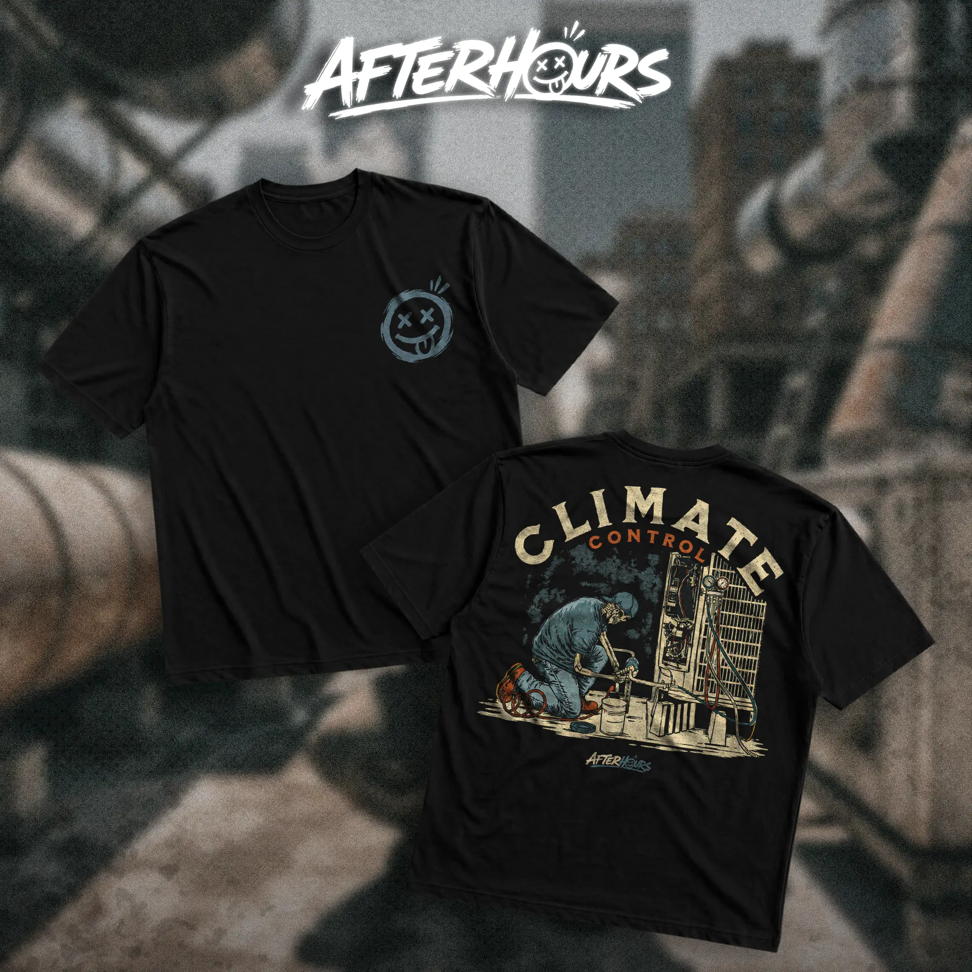 AFTERHOURS Climate Control Heavy Cotton T-Shirt Direct-To-Garment Breathable Printing High Visibility Sarcastic Tee For Workers, Gift For Husband , Safety Workwear For Man