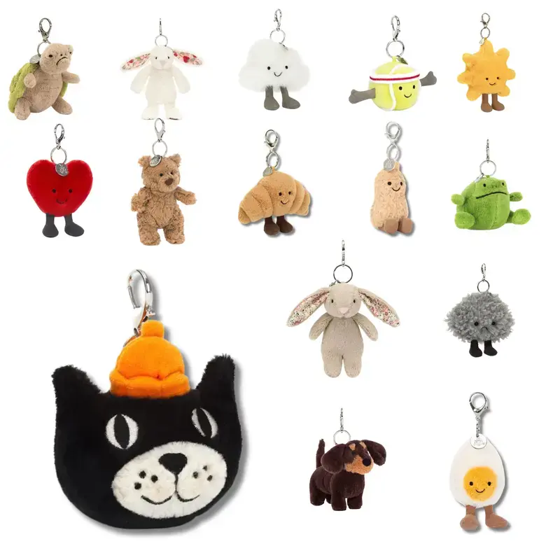 Cute Jellycat Stuffed Animal Keychain – Soft Plush Bag Charm, Adorable Kawaii Keyring Accessory for Kids, Girls, Women and Collectors