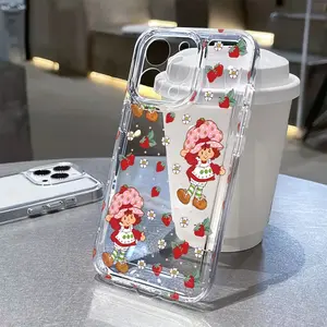 Strawberry Shortcake Protective Phone Case for iPhone 17 16e 16 15 14 13 12 11 Pro Max Mini XR XS X 7 8 Plus, Transparent Tpu Soft Back Cover