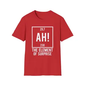 Project Hail Mary AH! Element of Surprise Ryland Grace Red T-Shirt Chemistry Joke Tee