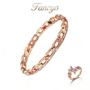Fancyo Elegant Titanium Steel Bracelet for Women - Adjustable Magnetic Jewelry with Premium Fold-Over Clasp - Perfect Meaningful Gift for Her