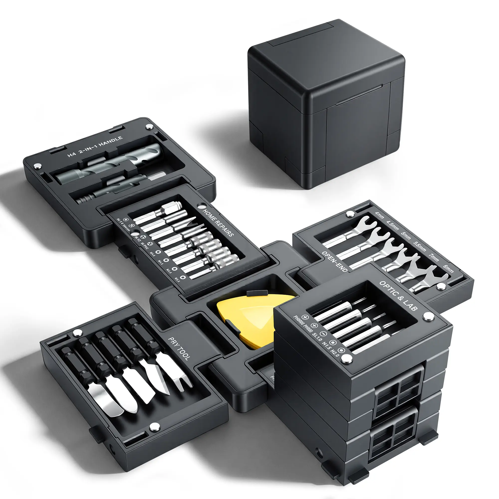 55-in-1 Magnetic Precision Screwdriver Set, Tool Cube Kit with Foldable Storage Box & Transformable Handle, Mini Repair Kit for MacBook, Laptop, PC, Switch, PS5, Phone, Eyeglasses, Watch
