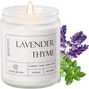 Lavender Thyme Scented Candles,  Jar Candle, 7 oz Long Lasting Candles, Soy Wax Candle  for Women