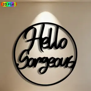 1pc "Hello Gorgeous" Metal Wall Art, Chic Typography Statue Mural, Ideal Gift for Valentine's Day, Wedding, Home Decor Enthusiasts, Rust-Resistant Metal Wall Decor Wall Sculptures, Perfect for Bedroom Wall & Patio Fence, Stylish Statement Decor
