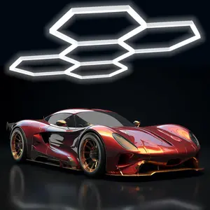 Hexagon Garage ,192W 21000LM,5 Grids Garage Hexagon Led ,7000K Honeycomb  Ceiling for Garage,malls,Basement,Gym cool white hexagon garage