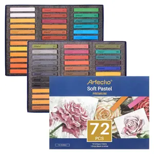 Artecho 72pcs Soft Pastels, Square Chalk for Drawing, Blending, Layering, Shading, Pastels Art Supplies Coloring Materials Set