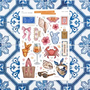 Italian Summer • Junk Journal Sticker Sheet • Doodles & Drawings • Scrapbook Stickers • Vision Board • Summer Aesthetic • Italy Travel