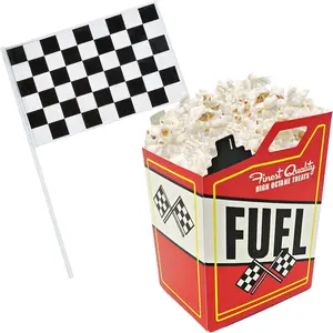 4E’s Novelty 24 Race Car Popcorn Boxes w/ Checkered Flags – Car Party Decorations