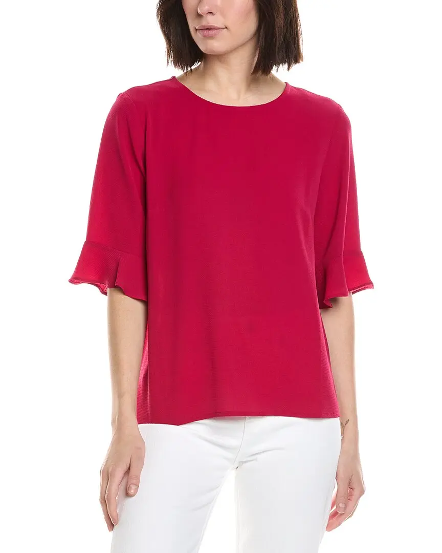 CeCe Short Sleeve Ruff Cuff Crew Neck Blouse