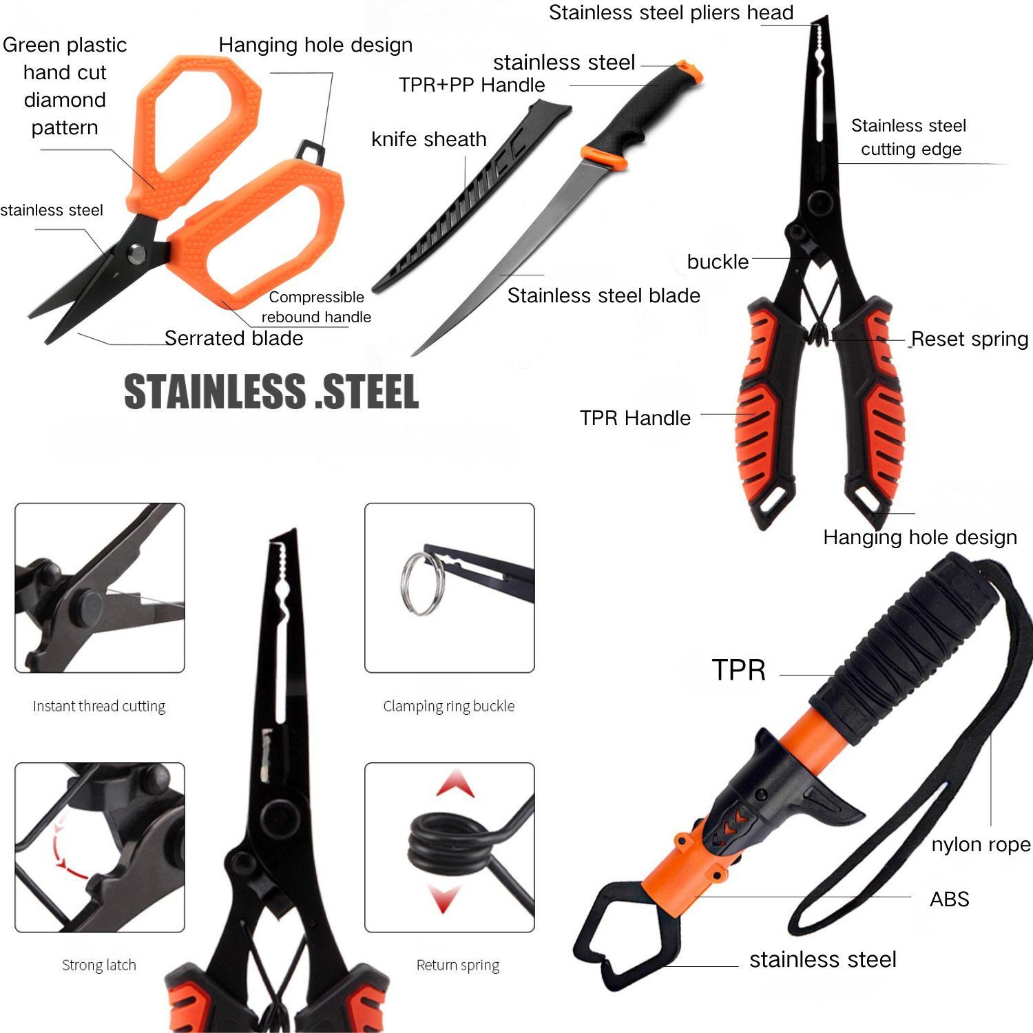 7pcs Fishing Tools Kit- Fishing Plier, Fish Lip Gripper, Fillet Knife, Scissors, Fishing Accessories and Equipment, Fishing Gifts for Men 7pcs Fishing Tools Kit- Fishing Plier, Fish Lip Gripper, Fillet Knife, Scissors, Fishing Accessories and Equipment, Fishing Gifts for Men