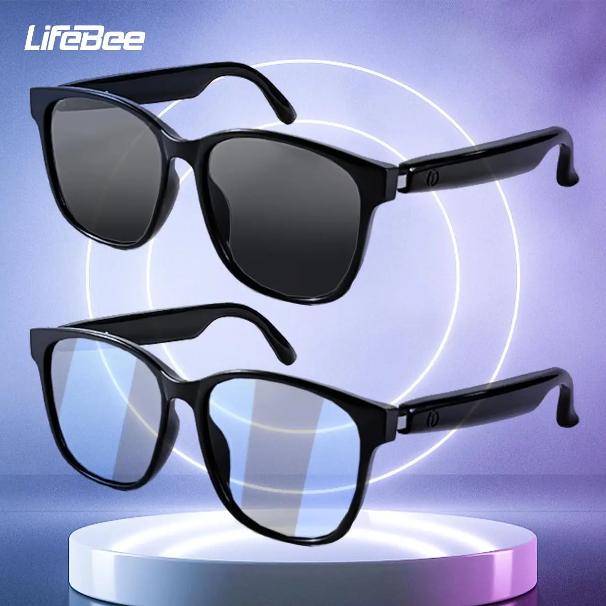 LIFEBEE Multifunction Smart Glasses, Wireless Bluetooth-compatible Audio Glasses with Built-in Microphone, UV Resistant Audio Smart Glasses, Electroni