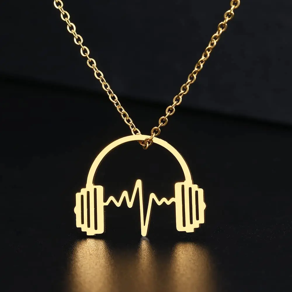 Headphone Music Lover Necklace, Hip Hop DJ Rapper - Jewelry Mens/Womans