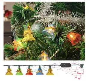 Dazzle Bright 7.6 FT Musical Christmas Decoration Lights, 30 Count Bell Lights with 7 Modes, Plays 25 Classical Holiday Songs String Lights Green Wire for Xmas Indoor Outdoor Christmas Tree Decor
