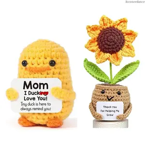 2pcs Funny Birthday Gifts for Mom – I Duck Love You Mom, Handmade Crochet Cute Small Duck Unique Presents for Mother's Day Mama Bonus Step Mother in Law Mothers Stocking Stuffers