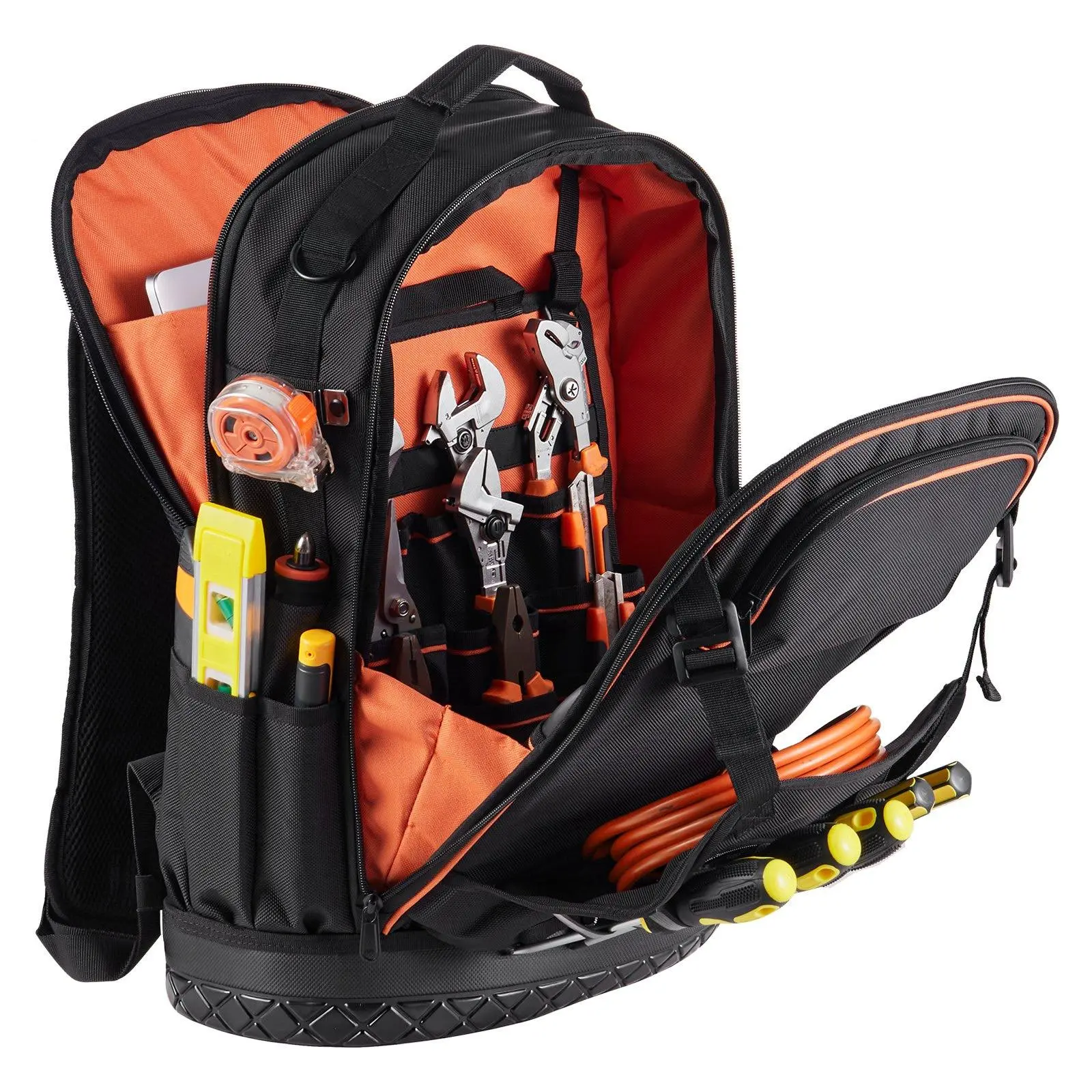65-Pocket Tear-Resistant Tool Backpack | Heavy-Duty Jobsite Organizer with Built-in Tools