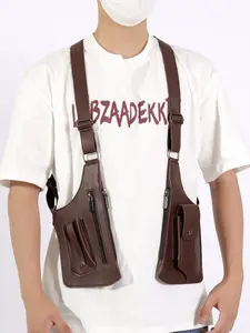 Men's Vintage Chest Backpack - Lightweight Outdoor Vest Bag with Hands-Free Phone Holder, Multi-Functional Crossbody Pack for Cycling, Hiking, Running, Fitness - Compatible for Boyfriend/Husband/Father Gift, Pouch Bags