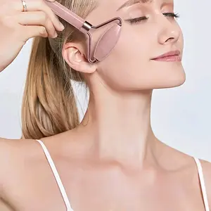 Jade Roller & Gua Sha, Face Roller, Facial Beauty Roller Skin Care Tools, Rose Quartz Massager For Face, Eyes, Neck, Body Muscle Relaxing